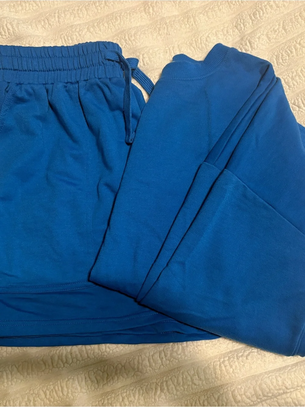 Fantaslook Blue Two Piece Sweatshirt Shorts Lounge Set Medium